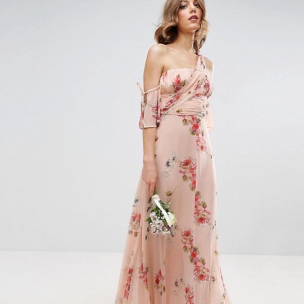 ASOS One Shoulder Dress in Summer Rose Bouquet